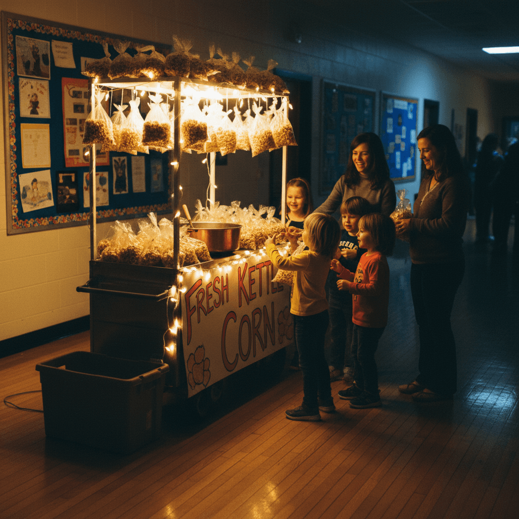 Families at a school night fundraiser