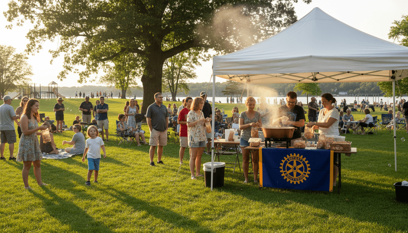 Community event with a kettle corn stand